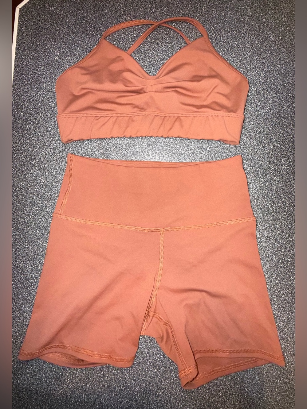 Kids Dance Two-Piece Set - Rust Pink Crop Top & High-Waist Shorts